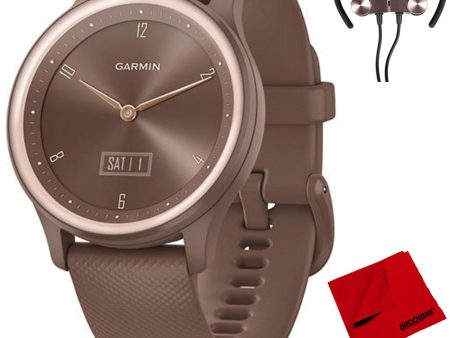 Garmin Vivomove Sport Smart Hybrid Watch Cocoa Case with Sport Earbuds Bundle For Cheap