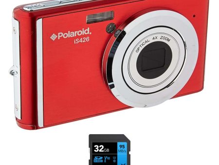 Polaroid 16MP Digital Point And Shoot Camera, Red w  32GB Memory Card Online now