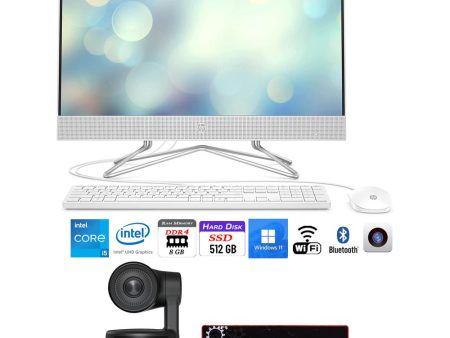 Hewlett Packard 24  All-in-One PC Desktop, Intel i5, 8GB 512GB SSD w  AI Webcam Bundle Supply