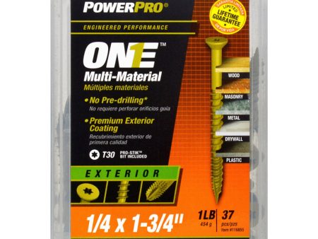 HILLMAN POWERPRO ONE 1 4 in. X 1-3 4 in. L Star Flat Head Multi-Material Screw 1 lb 37 pk Sale