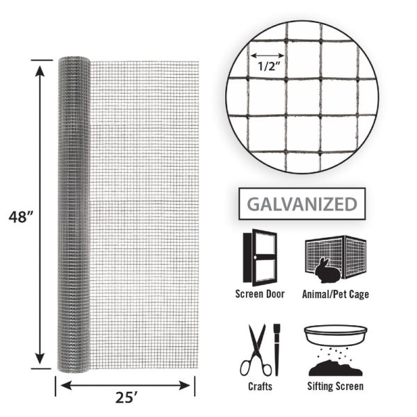 Garden Craft 48 in. H X 25 ft. L Galvanized Steel Hardware Cloth 1 2 in. For Discount