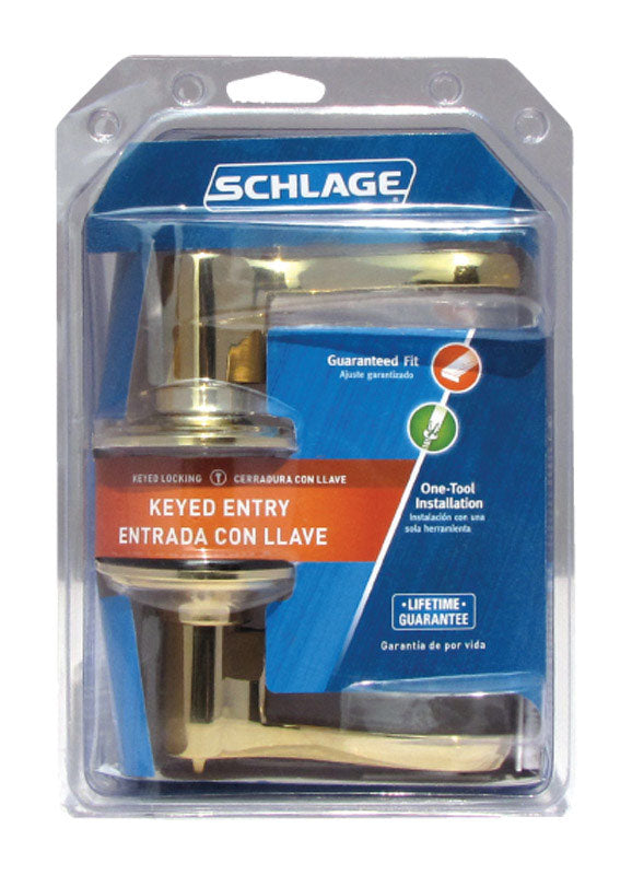 Schlage Flair Bright Brass Entry Lockset 1-3 4 in. For Discount