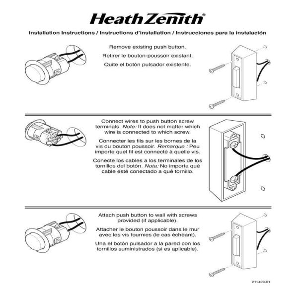 Heath Zenith Satin Nickel Silver Metal Wired Pushbutton Doorbell - Total Qty: 1 Sale