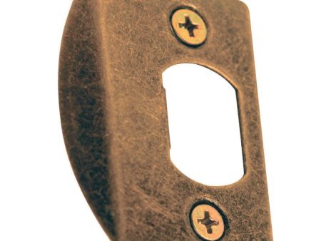 Prime-Line 2.25 in. H X 1-5 8 in. L Antique Brass Steel Deadbolt Strike Supply