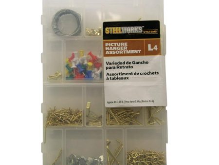 Hillman STEELWORKS L4 Brass-Plated Assorted Picture Hanging Set 10 lb 1 pk For Sale