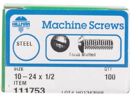 HILLMAN No. 10-24 in. X 1 2 in. L Combination Truss Head Zinc-Plated Steel Machine Screws 100 pk For Discount