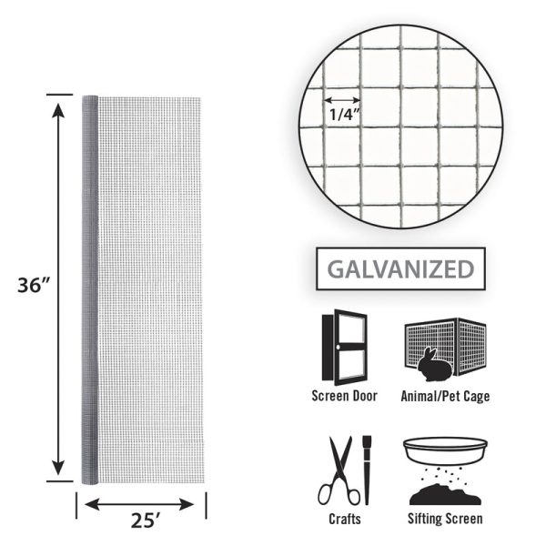 Garden Craft 36 in. H X 25 ft. L Galvanized Steel Hardware Cloth 1 4 in. Hot on Sale