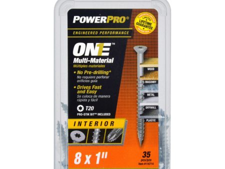 HILLMAN POWERPRO ONE No. 8 X 1 in. L Star Flat Head Multi-Material Screw 35 pk Fashion