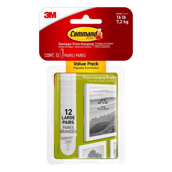 3M Command White Large Picture Hanging Strips 16 lb 12 pk Supply