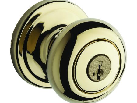 Kwikset SmartKey Juno Polished Brass Entry Lockset KW1 1-3 4 in. Fashion