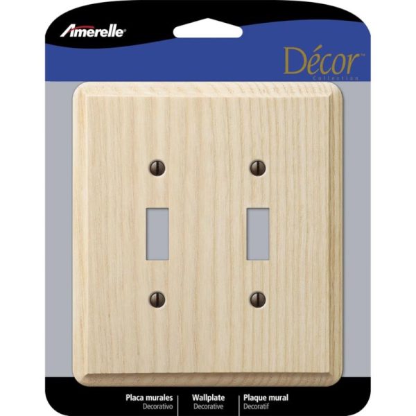 Amerelle Contemporary Unfinished Beige 2 gang Wood Toggle Wall Plate 1 pk Online Sale