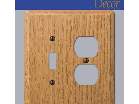 Amerelle Contemporary Light Brown 2 gang Oak Wood Duplex Toggle Wall Plate 1 pk For Sale