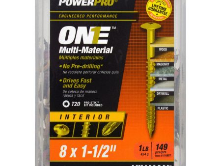 HILLMAN POWERPRO ONE No. 8 X 1-1 2 in. L Star Wafer Head Multi-Material Screw 1 lb 37 pk Supply