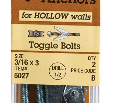 Hillman 3 16 in. D X 3 in. L Round Steel Toggle Bolt 2 pk For Cheap