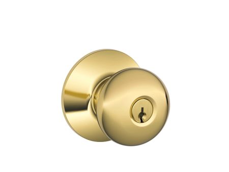 Schlage Plymouth Bright Brass Entry Lockset 1-3 4 in. Hot on Sale