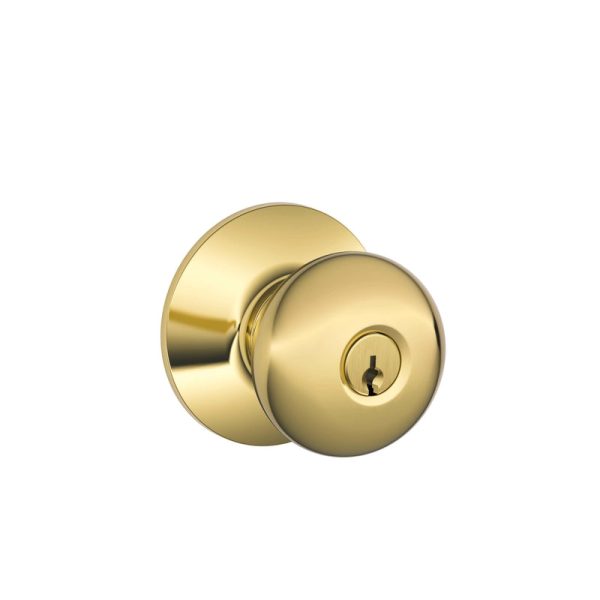 Schlage Plymouth Bright Brass Entry Lockset 1-3 4 in. Hot on Sale