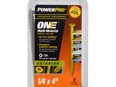 HILLMAN POWERPRO ONE 1 4 in. X 4 in. L Star Flat Head Multi-Material Screw 8 pk For Sale