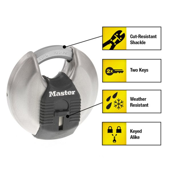 Master Lock 2-3 4 in. H X 1-13 64 in. W X 2-3 4 in. L Steel Ball Bearing Locking Disk Padlock Keyed Online