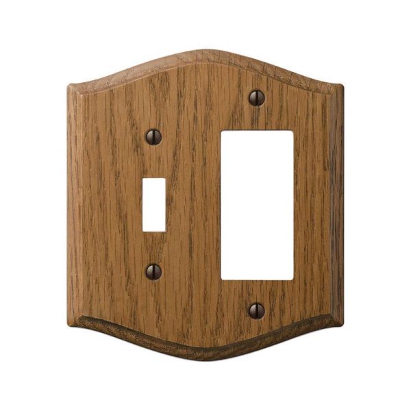 Amerelle Country Medium Brown 2 gang Oak Wood Decorator Toggle Wall Plate 1 pk For Sale