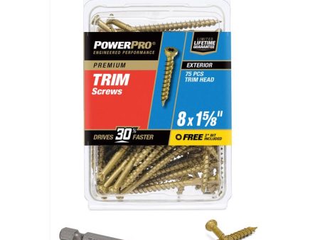 Hillman Power Pro No. 8 X 1-5 8 in. L Star Trim Screws 75 pk Supply