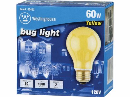 Westinghouse 60 W A19 A-Line Incandescent Bulb E26 (Medium) Yellow 2 pk For Sale