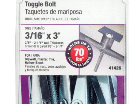 Hillman 3 16 in. D X 3 in. L Round Steel Toggle Bolt 10 pk Online Sale