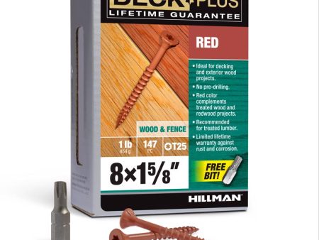 Deck Plus No. 8 X 1-5 8 in. L Red Star Flat Head Exterior Deck Screws 1 lb 1 pk on Sale