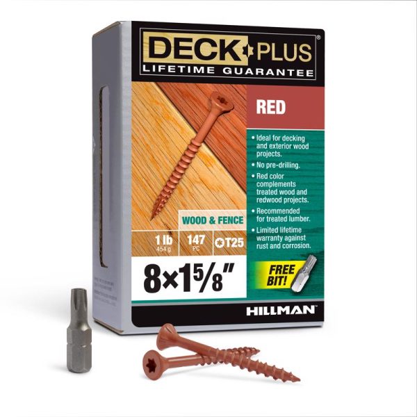 Deck Plus No. 8 X 1-5 8 in. L Red Star Flat Head Exterior Deck Screws 1 lb 1 pk on Sale