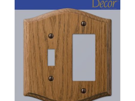 Amerelle Country Medium Brown 2 gang Oak Wood Decorator Toggle Wall Plate 1 pk For Sale