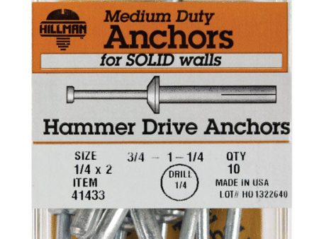 Hillman 1 4 in. D X 2 in. L Zinc Round Head Hammer Drive Anchor 10 pk Cheap