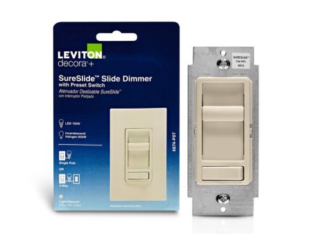 Leviton SureSlide Light Almond 600 W Preset Slide Dimmer Switch 1 pk For Sale