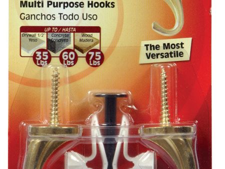 Hillman Brass Small Versa Hook 75 lb. cap. 2 pk on Sale