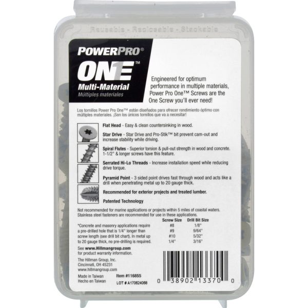 HILLMAN POWERPRO ONE 1 4 in. X 1-3 4 in. L Star Flat Head Multi-Material Screw 1 lb 37 pk Sale