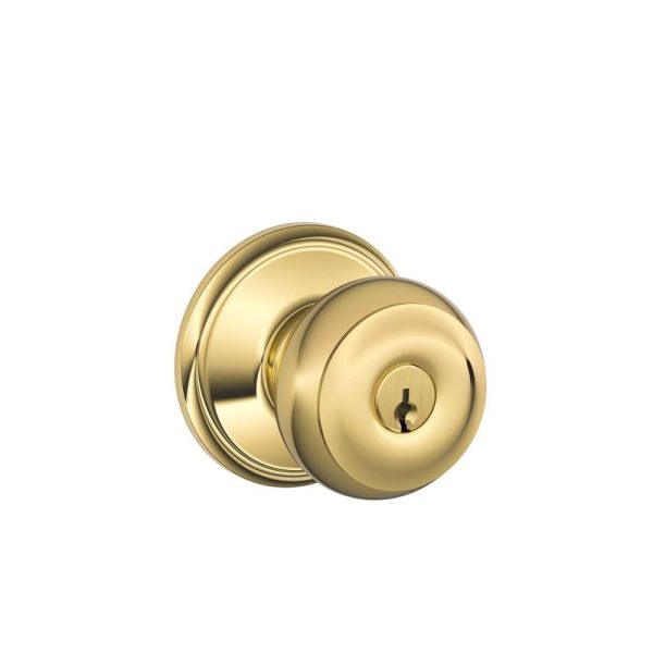 Schlage Georgian Bright Brass Entry Lockset 1-3 4 in. For Cheap