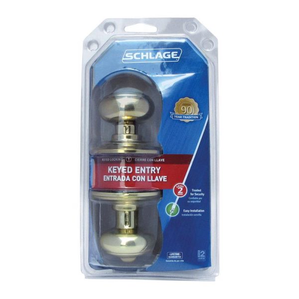 Schlage Georgian Bright Brass Entry Lockset 1-3 4 in. For Cheap