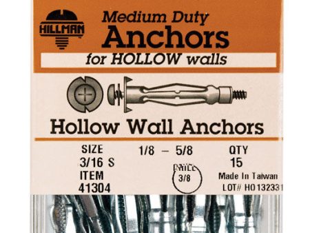 Hillman 3 16 in. D X 3 16 Short in. L Metal Pan Head Hollow Wall Anchors 15 pk Online Sale