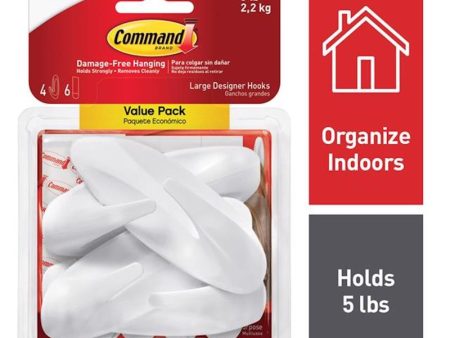 3M Command Large Plastic Designer Hooks 4.125 in. L 4 pk For Cheap