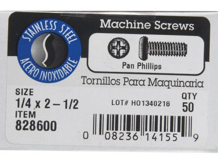 HILLMAN No. 1 4-20 in. X 2-1 2 in. L Phillips Pan Head Stainless Steel Machine Screws 50 pk on Sale